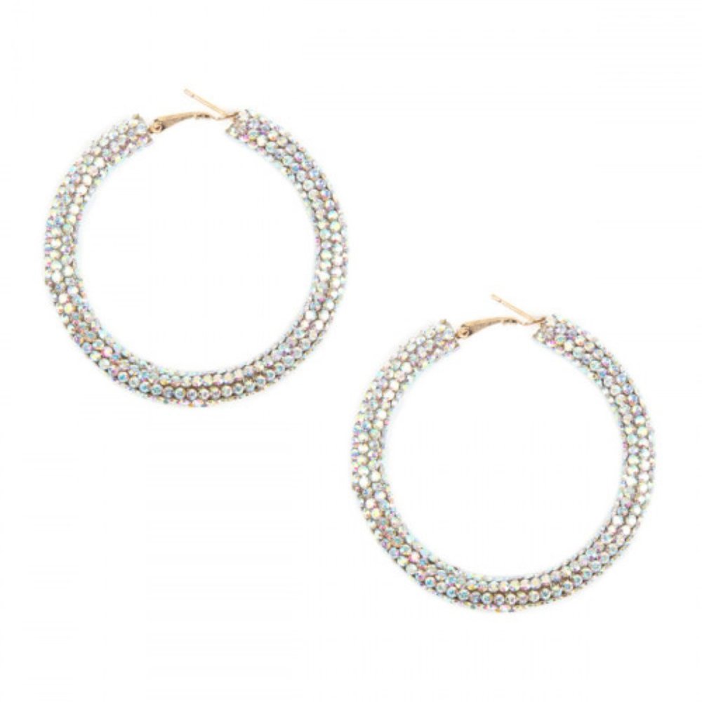 RAINBOW, SILVER, RED,GOLD RHINESTONE HOOP EARRINGS - Picture 3 of 9
